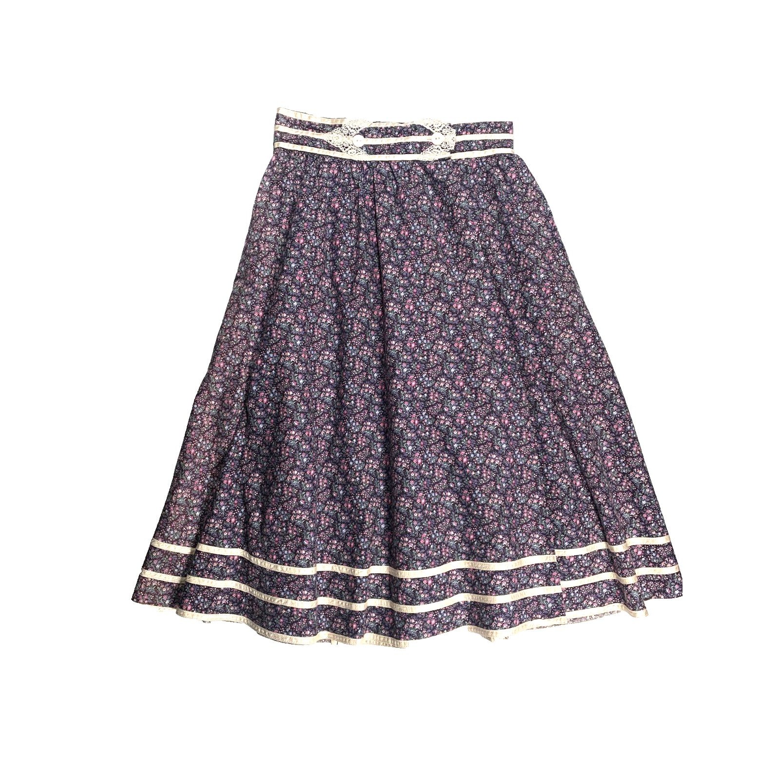 Vtg 70s Jessicas Gunnies Prairie Skirt 11 Calico Cottagecore